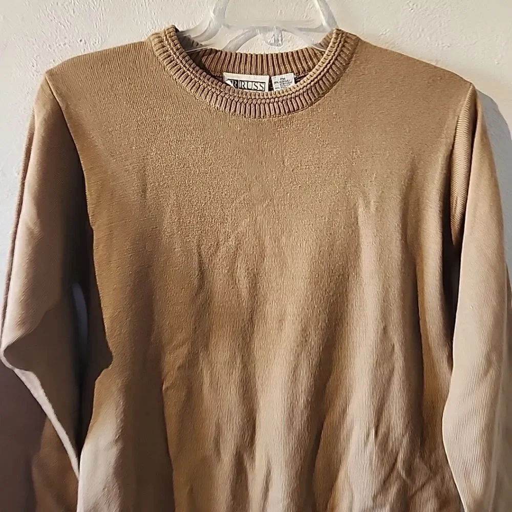 Vintage Russ Petite Womens Tan Sweater Wool Acrylic Blend Medium Pullover